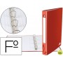 CARPETA DE 4 ANILLAS 25MM REDONDAS LIDERPAPEL FOLIO CARTON FORRADO ROJA