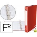 CARPETA DE 4 ANILLAS 25MM REDONDAS LIDERPAPEL FOLIO CARTON FORRADO ROJA