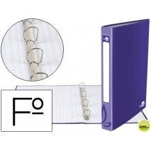 CARPETA DE 4 ANILLAS 25MM REDONDAS LIDERPAPEL FOLIO CARTON FORRADO VIOLETA