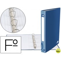 CARPETA DE 4 ANILLAS 25MM REDONDAS LIDERPAPEL FOLIO CARTON FORRADO AZUL