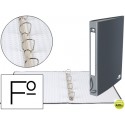 CARPETA DE 4 ANILLAS 25MM REDONDAS LIDERPAPEL FOLIO CARTON FORRADO GRIS