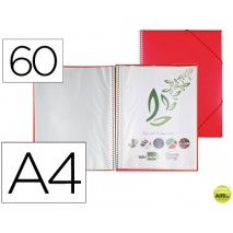 CARPETA LIDERPAPEL ESCAPARATE CON ESPIRAL 60 FUNDAS POLIPROPILENO DIN A4 ROJO