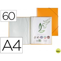 CARPETA LIDERPAPEL ESCAPARATE CON ESPIRAL 60 FUNDAS POLIPROPILENO DIN A4 NARANJA