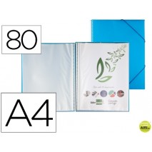 CARPETA LIDERPAPEL ESCAPARATE CON ESPIRAL 80 FUNDAS POLIPROPILENO DIN A4 AZUL
