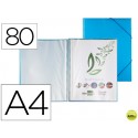 CARPETA LIDERPAPEL ESCAPARATE CON ESPIRAL 80 FUNDAS POLIPROPILENO DIN A4 AZUL