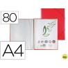 CARPETA LIDERPAPEL ESCAPARATE CON ESPIRAL 80 FUNDAS POLIPROPILENO DIN A4 ROJO