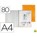CARPETA LIDERPAPEL ESCAPARATE CON ESPIRAL 80 FUNDAS POLIPROPILENO DIN A4 NARANJA