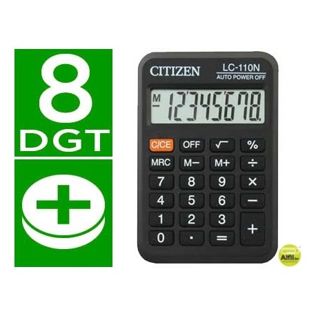 CALCULADORA CITIZEN BOLSILLO LC-110 8 DIGITOS NEGRA