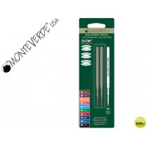 RECAMBIO BOLIGRAFO MONTEVERDE COMPATIBLES CON LOS DE MONTBLANC BLISTER 2 UNIDADES COLOR NEGRO PUNTA