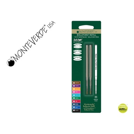 RECAMBIO BOLIGRAFO MONTEVERDE COMPATIBLE CON LOS DE MONTBLANC BLISTER 2 UNIDADES COLOR AZUL PUNTA ME