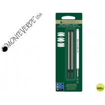 RECAMBIO ROLLER MONTEVERDE COMPATIBLES CON LOS DE MONTBLANC BLISTER 2 UNIDADES COLOR AZUL PUNTA FINA