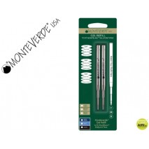 RECAMBIO ROLLER GEL MONTEVERDECOMPATIBLES CON LOS DE MONTBLANC BLISTER 2 UNIDADES COLOR NEGRO PUNTA