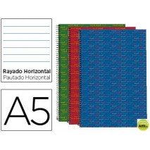 BLOC ESPIRAL LIDERPAPEL MICROPERFORADO DIN A5 140 H HORIZONTAL 5 COL. 6 TAL 70 GR TAPA FORRADA MULTI