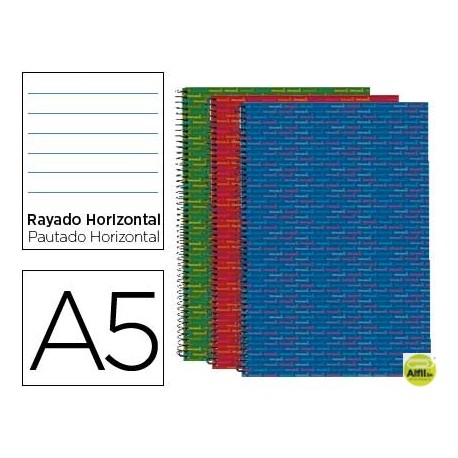 BLOC ESPIRAL LIDERPAPEL MICROPERFORADO DIN A5 140 H HORIZONTAL 5 COL. 6 TAL 70 GR TAPA FORRADA MULTI