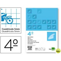 RECAMBIO LIDERPAPEL CUARTO 100 HOJAS 70G/M2 CUADRO PAUTADO 5MM CON MARGEN 6 TALADROS