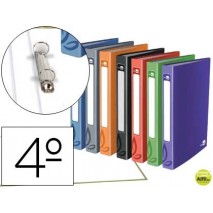 CARPETA DE 2 ANILLAS 40MM REDONDAS LIDERPAPEL CUARTO CARTON FORRADO 7 COLORES SURTIDOS