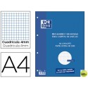 RECAMBIO OXFORD DIN A4 100 HOJAS 90 GR CUADRO 4MM 4 TALADROS