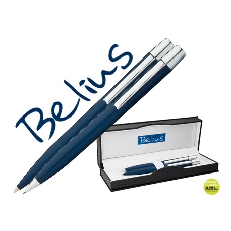 JUEGO BELIUS BOLIGRAFO Y PORTAMINAS BERNA AZUL EN ESTUCHE