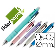 BOLIGRAFO STETRO 5 EN 1 AZUL NEGRO ROJO VERDE 0,7MM Y PORTAMINAS 0,5MM