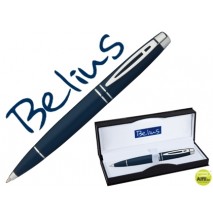 BOLIGRAFO BELIUS MALTA AZUL PLATA EN ESTUCHE