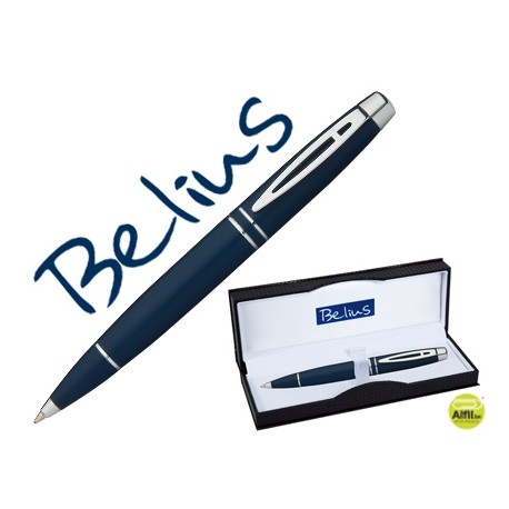 BOLIGRAFO BELIUS MALTA AZUL PLATA EN ESTUCHE