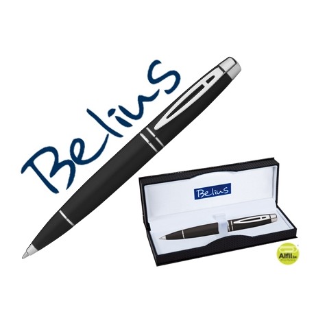 BOLIGRAFO BELIUS MALTA NEGRO PLATA EN ESTUCHE