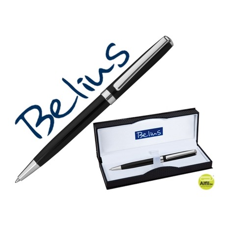 BOLIGRAFO BELIUS BUDAPEST NEGRO PLATA EN ESTUCHE