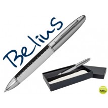 BOLIGRAFO BELIUS OSLO SIMIL PIEL BLANCO Y NEGRO EN ESTUCHE