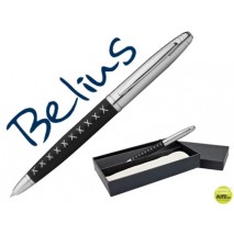 BOLIGRAFO BELIUS ZURICH SIMIL PIEL NEGRO PUNTADA EN CRUZ EN ESTUCHE