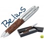 JUEGO BELIUS BOLIGRAFO Y PORTAMINAS MALMO CUERPO DE MADERA OSCURA CROMADO EN ESTUCHE