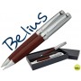 JUEGO BELIUS BOLIGRAFO Y PORTAMINAS SIENA CUERPO DE MADERA OSCURA CON CAPUCHON CROMADO EN ESTUCHE