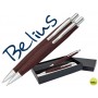 JUEGO BELIUS BOLIGRAFO Y PORTAMINAS MONACO CUERPO DE MADERA OSCURA CON ACABADOS CROMADOS EN ESTUCHE