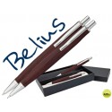 JUEGO BELIUS BOLIGRAFO Y PORTAMINAS MONACO CUERPO DE MADERA OSCURA CON ACABADOS CROMADOS EN ESTUCHE