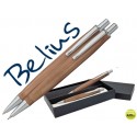JUEGO BELIUS BOLIGRAFO Y PORTAMINAS MONACO CUERPO DE MADERA CLARA CON ACABADOS CROMADOS EN ESTUCHE