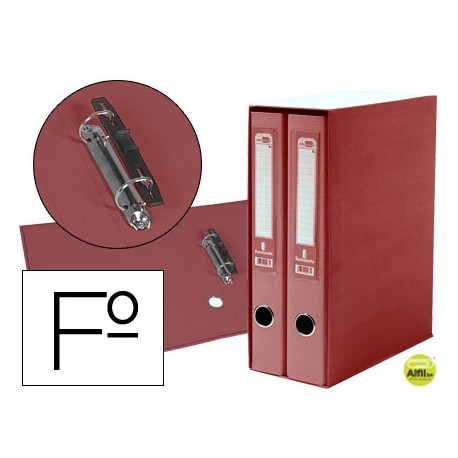 MODULO LIDERPAPEL 2 ARCHIVADORES FOLIO 2 ANILLAS MIXTAS 75MM ROJO