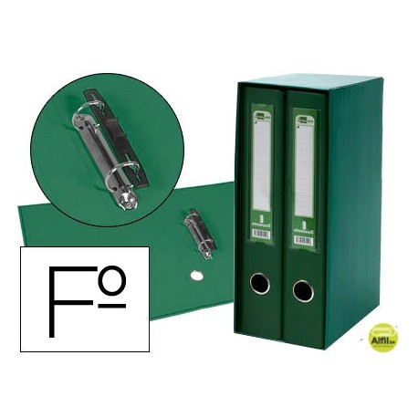 MODULO LIDERPAPEL 2 ARCHIVADORES FOLIO 2 ANILLAS MIXTAS 75MM VERDE