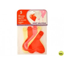GLOBOS CON FORMA CORAZON BOLSAS DE 5