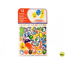 GLOBOS + PEGATINAS BOLSA DE 12