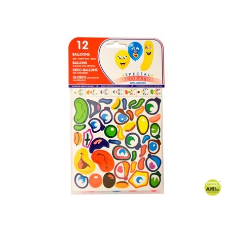 GLOBOS + PEGATINAS BOLSA DE 12