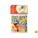 GLOBOS + PEGATINAS BOLSA DE 12