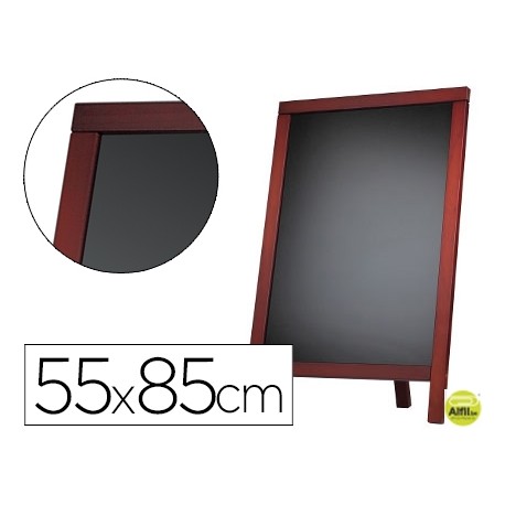 PIZARRA NEGRA LIDERPAPEL CABALLETE Y MARCO DE MADERA CON SUPERFICIE PARA ROTULADORES TIPO TIZA 55X85