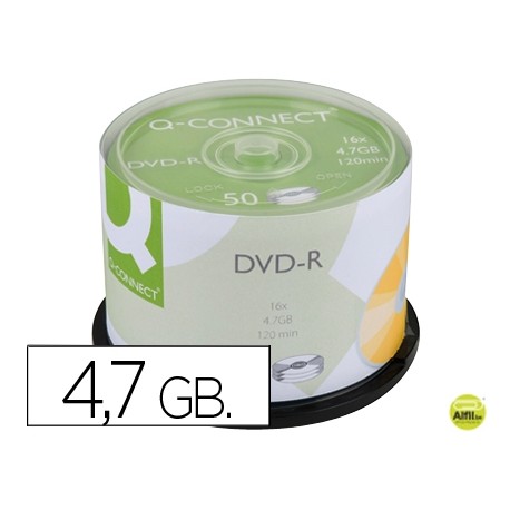 DVD-R Q-CONNECT CAPACIDAD 4,7GB DURACION 120MIN VELOCIDAD 16X BOTE DE 50 UNIDADES