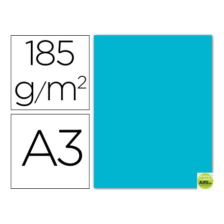 CARTULINA GUARRO DIN-A3 AZUL TURQUESA 185GRS.