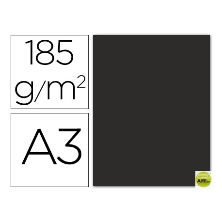 CARTULINA GUARRO DIN-A3 NEGRO 185GRS.