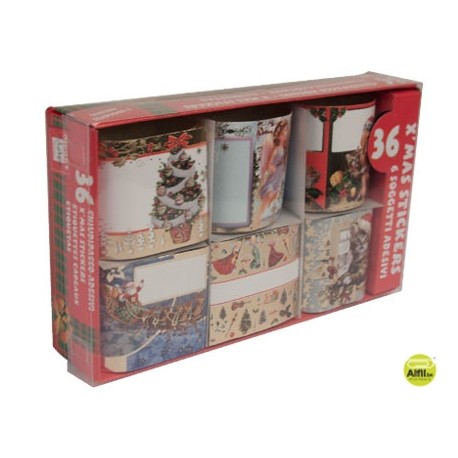 ETIQUETA DE NAVIDAD EN ROLLO ESTAMPADO EN ORO SURTIDA