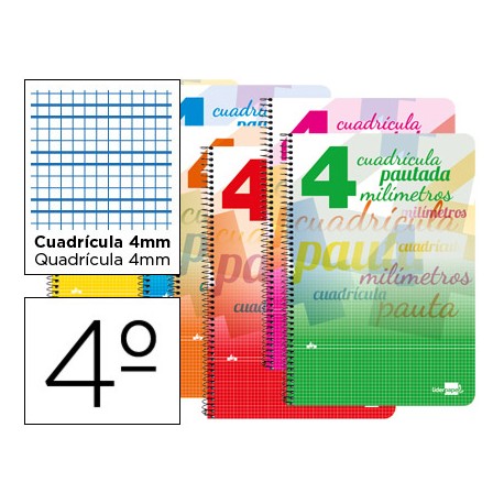 BLOC ESPIRAL LIDERPAPEL CUARTO DREAM TAPA EXTRADURA 80 H 80 GR CUADRICULADO PAUTADO 4 MM CON MARGEN