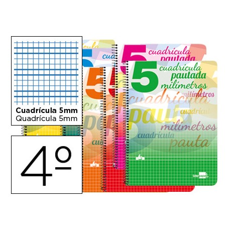 BLOC ESPIRAL LIDERPAPEL CUARTO DREAM TAPA EXTRADURA 80 H 80 GR CUADRICULADO PAUTADO 5 MM CON MARGEN