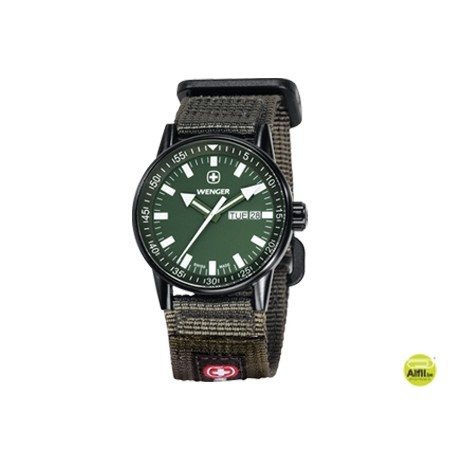 RELOJ WENGER COMMANDO BLACK LINE DIAL VERDE CORREA NYLON VERDE