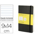 LIBRETA MOLESKINE TAPA DURA RAYADO HORIZONTAL 192 HOJAS COLOR NEGRO CIERRE CON GOMA 90X140 MM