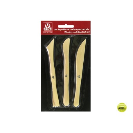 INSTRUMENTOS DE MODELAR ARCILLA SIO PALILLOS DE MADERACOMPUESTO POR 3 PIEZAS